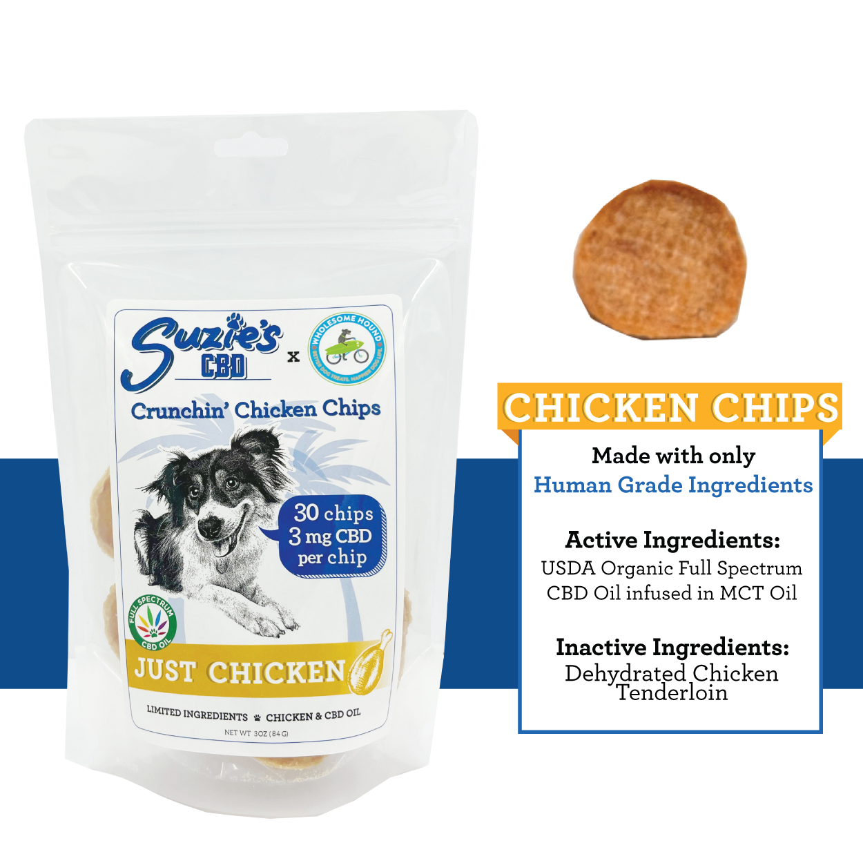 3 mg CBD Chicken Chips for Dogs